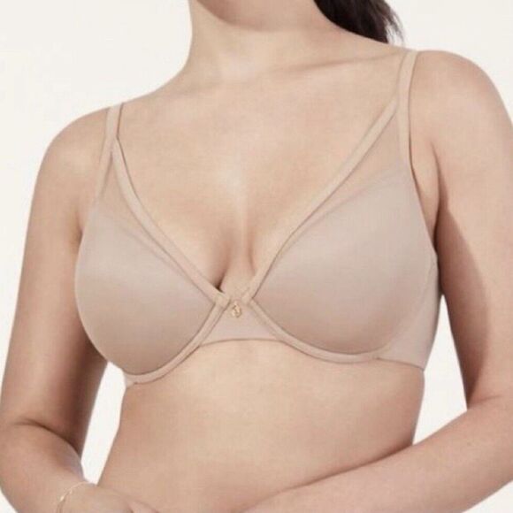 Third Love Womens 24/7 Underwire Classic Uplift Plunge Bra Taupe Size 30G Nwt - Picture 1 of 3